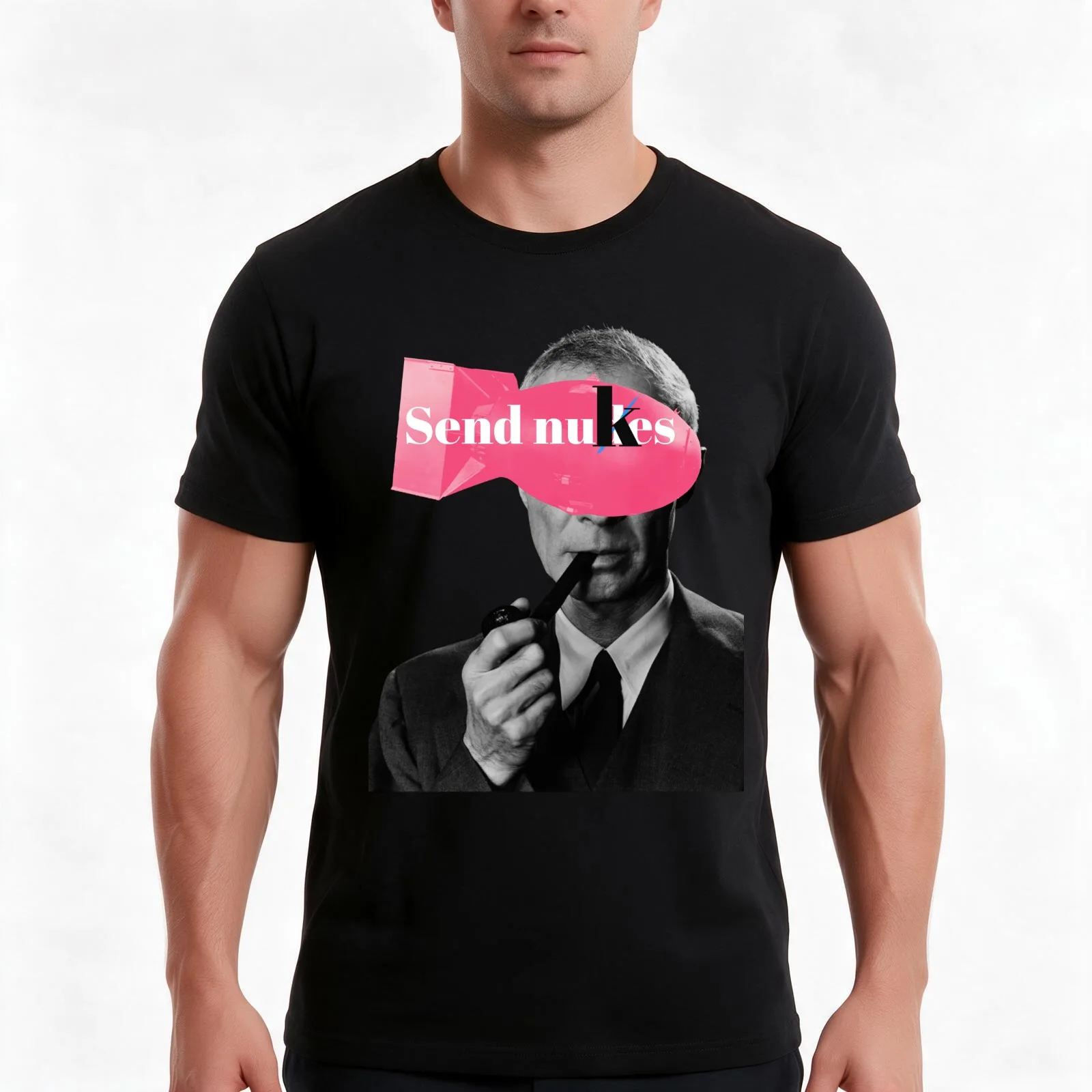 Send nukes? Robert Oppenheimer T-Shirt Summer Casual Cotton Tee Oversized Streetwear Tops Vintage Graphic Print 100% Cotton