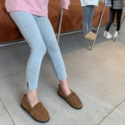 2024 Autumn New Girls Versatile Stretch Skinny Leggings Cotton Solid Teenage Children Girls  Fitted Slim Pants Outwear Clothing