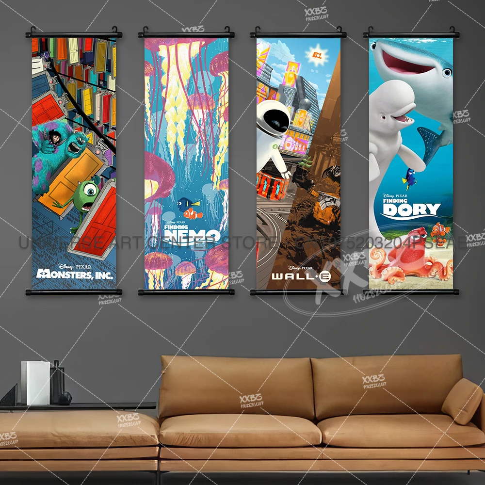 Disney Poster Toy Story Home Decor The Little Mermaid Hanging Painting Moana Wall Art The Incredibles Scrolls Picture Wallpaper