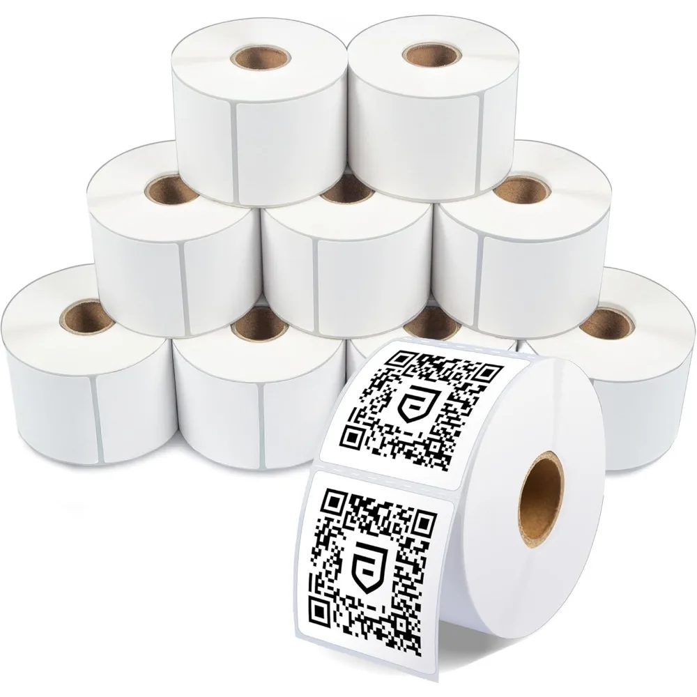 2.5x2.5 Direct Thermal Square Labels 7080 Count 12 Rolls for QR Address Barcode Product Packaging