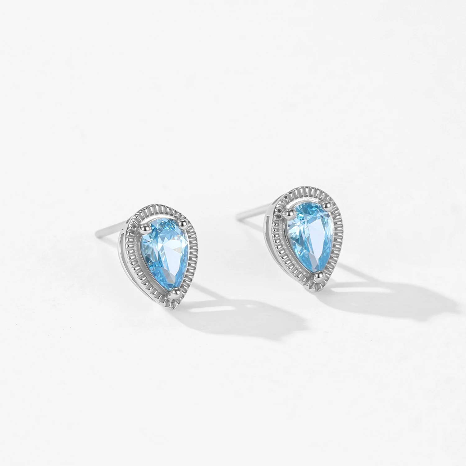 Ailmay Elegant 925 Sterling Silver Blue Pear Pendant Necklace Stud Earrings For Women Holiday Or Anniversary Jewelry Set 4