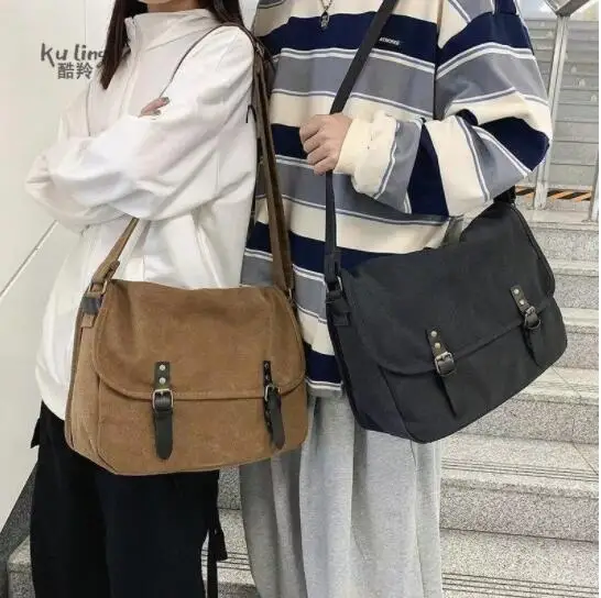 Torby Crossbody na płótnie duża pojemność męskie torebki Vintage torba na ramię rekreacyjna torba studencka bolsos