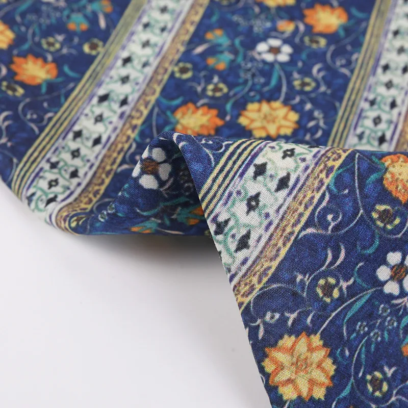 

1 ярд, чистая рами, цифровая ткань с цветочным принтом, юбка, классическая рубашка, сумка, ткани Cheongsam для пэчворка