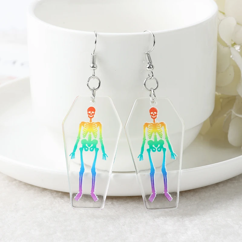 1Pair Rainbow  Drop Earrings Acrylic Heart Ukraine Earring Jewelry For Women Girl Birthday Gift