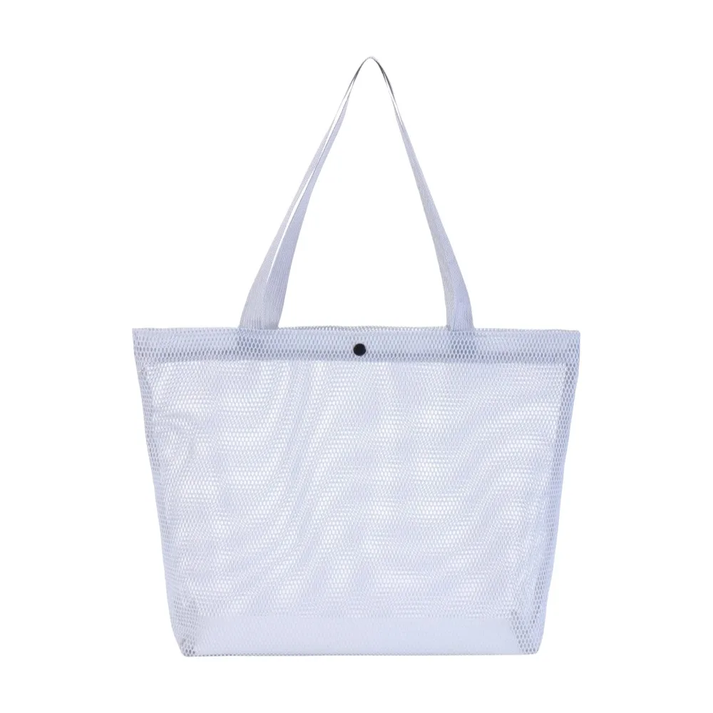 Large Capacity Mesh Beach Bag Portable Lightweight Shoulder Handbag Foldable Transparent Mesh Toiletry Storage Bag Pool