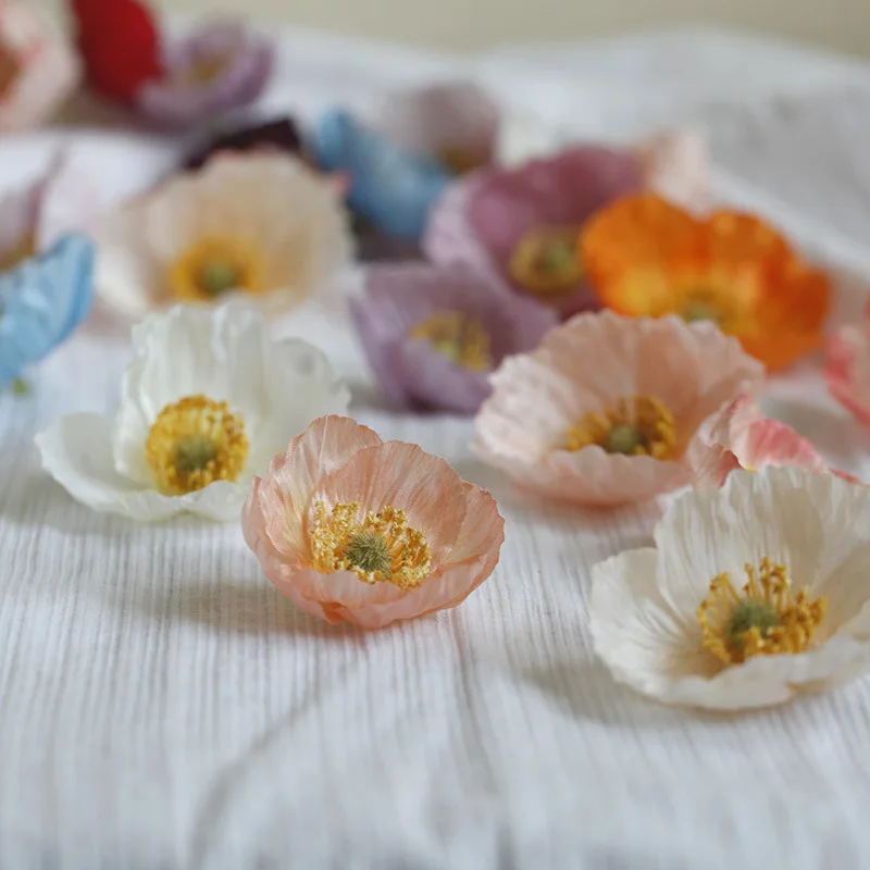 20 Stück Künstliche Mohnblumenköpfe DIY Kleidungszubehör Hut Kranz Festival Hochzeit Deko Party Heimdekoration Seidenblumen Mohnblumen – Detail 2