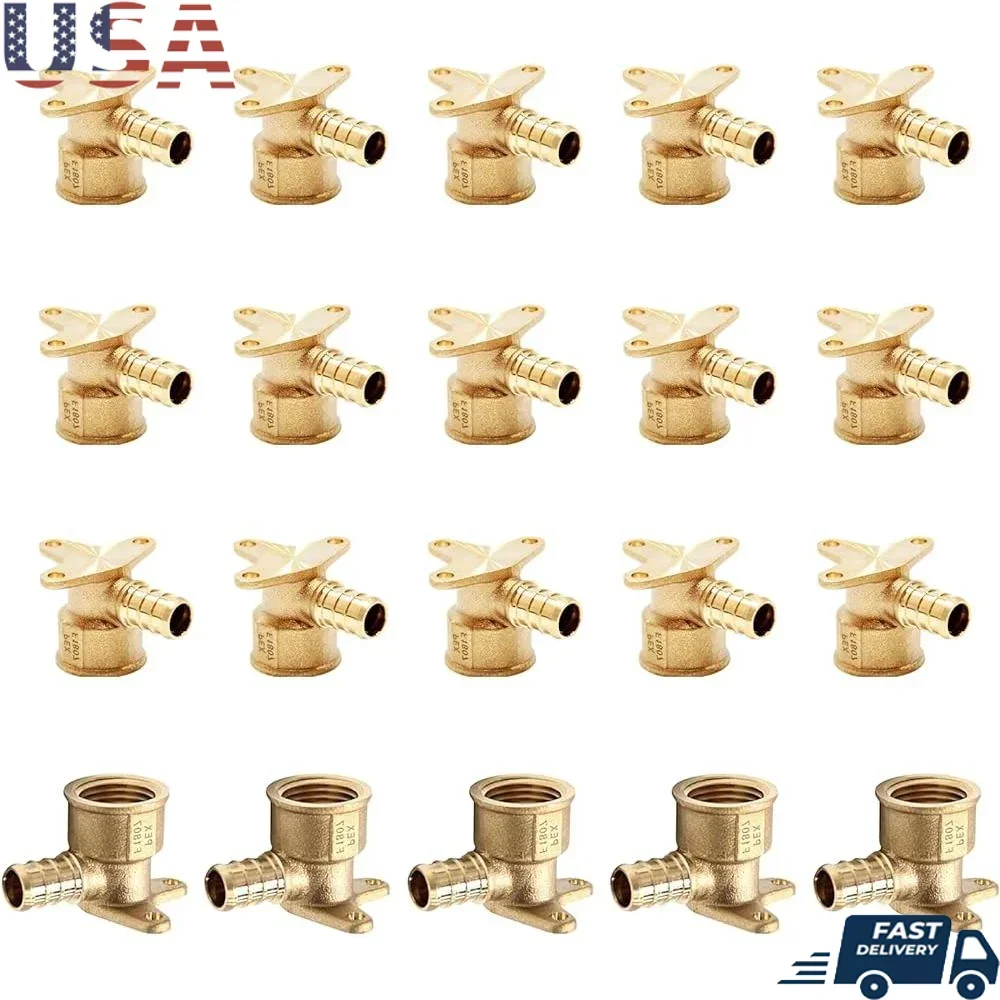 

20 шт. фитинги PEX, 1/2 дюйма, с внутренней резьбой NPT, ушной локоть, латунные обжимные соединители, сантехнические аксессуары