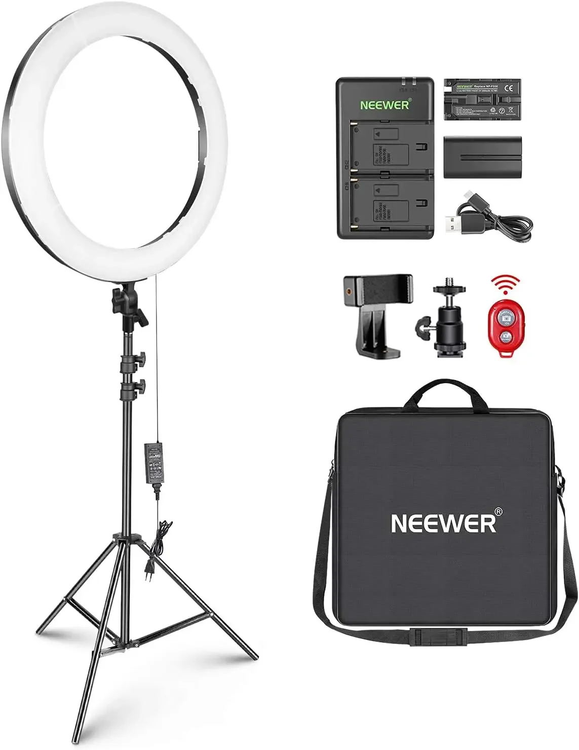 20 inch LED Ring Light Kit with Tripod Stand and Phone Holder Compatible with iPhone, Ringlight for Makeup YouTube Video Recordi