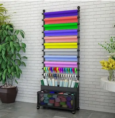 Floor style flower shop ribbon ribbon storage display shelf flower packaging paper shelf cloth scarf towel display shelf