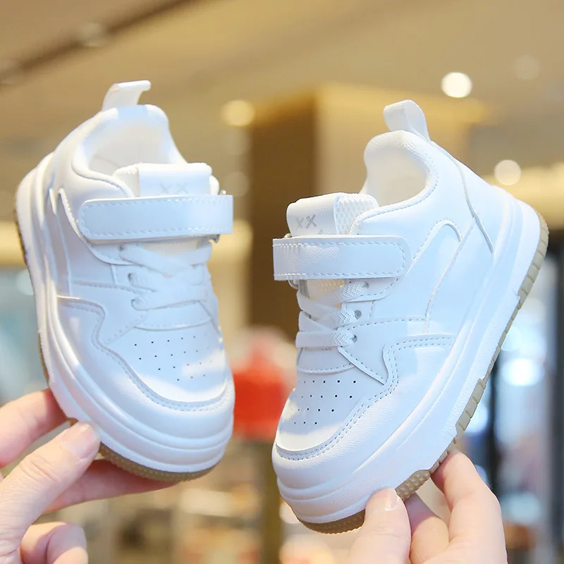 New Kids Little White Shoes School Uniform Sports Shoes for Boys and Girls Flat Casual Shoes Kids Non-Slip Lightweight Style