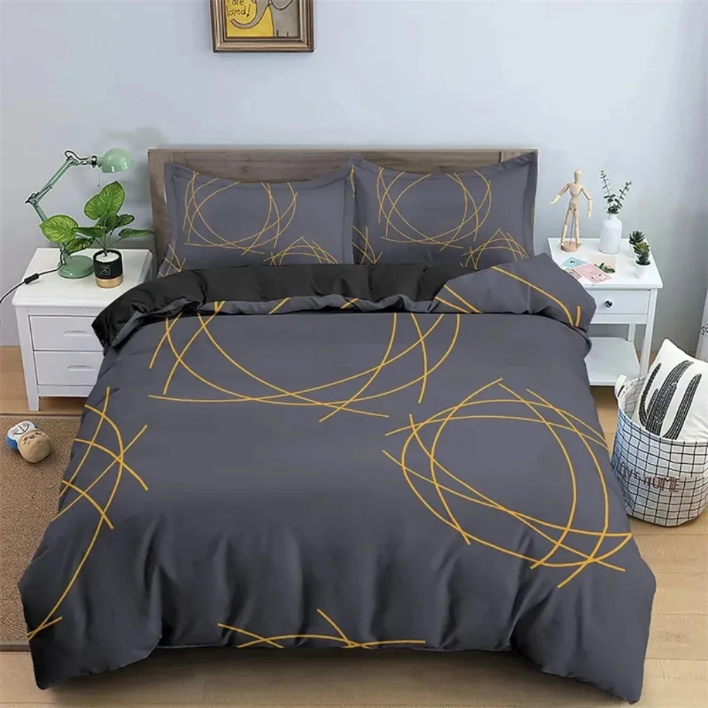Fashion Geometric Trapezoid Printed Duvet Cover,Simple Modern Geometric Bedding Set, Single Double Bed Quilt Cover And Pillowcas