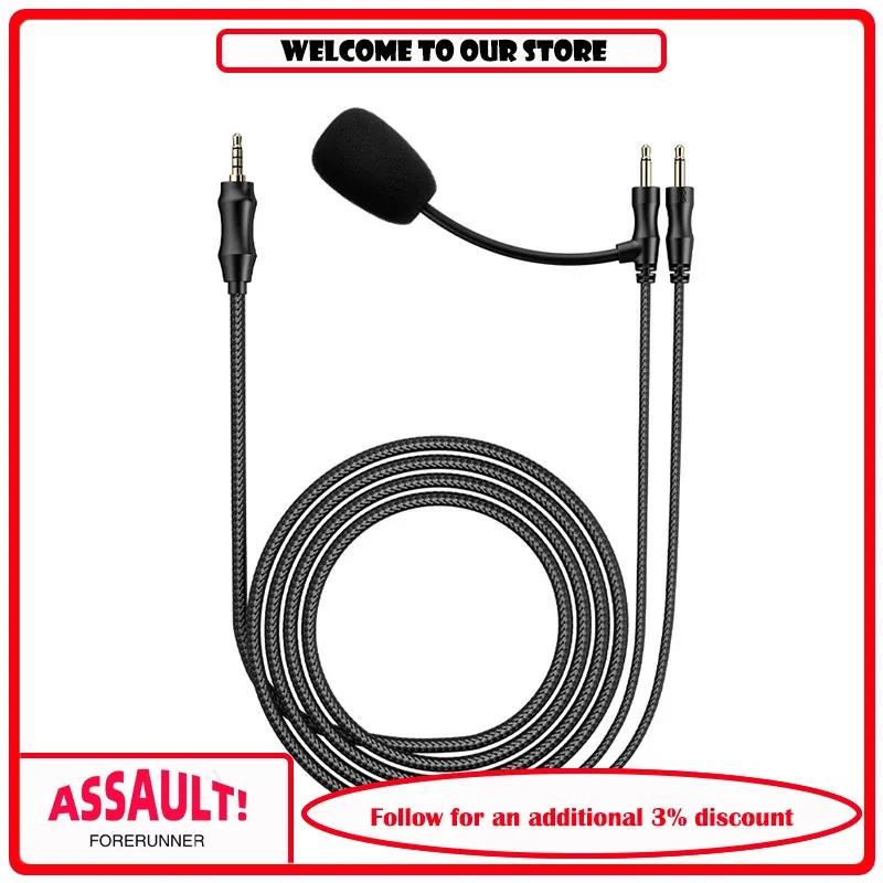 FiiO LL-3.5A Gaming Earphones with Microphone Upgrade Cable Replacement Cable Dual 3.5 TRS Socket