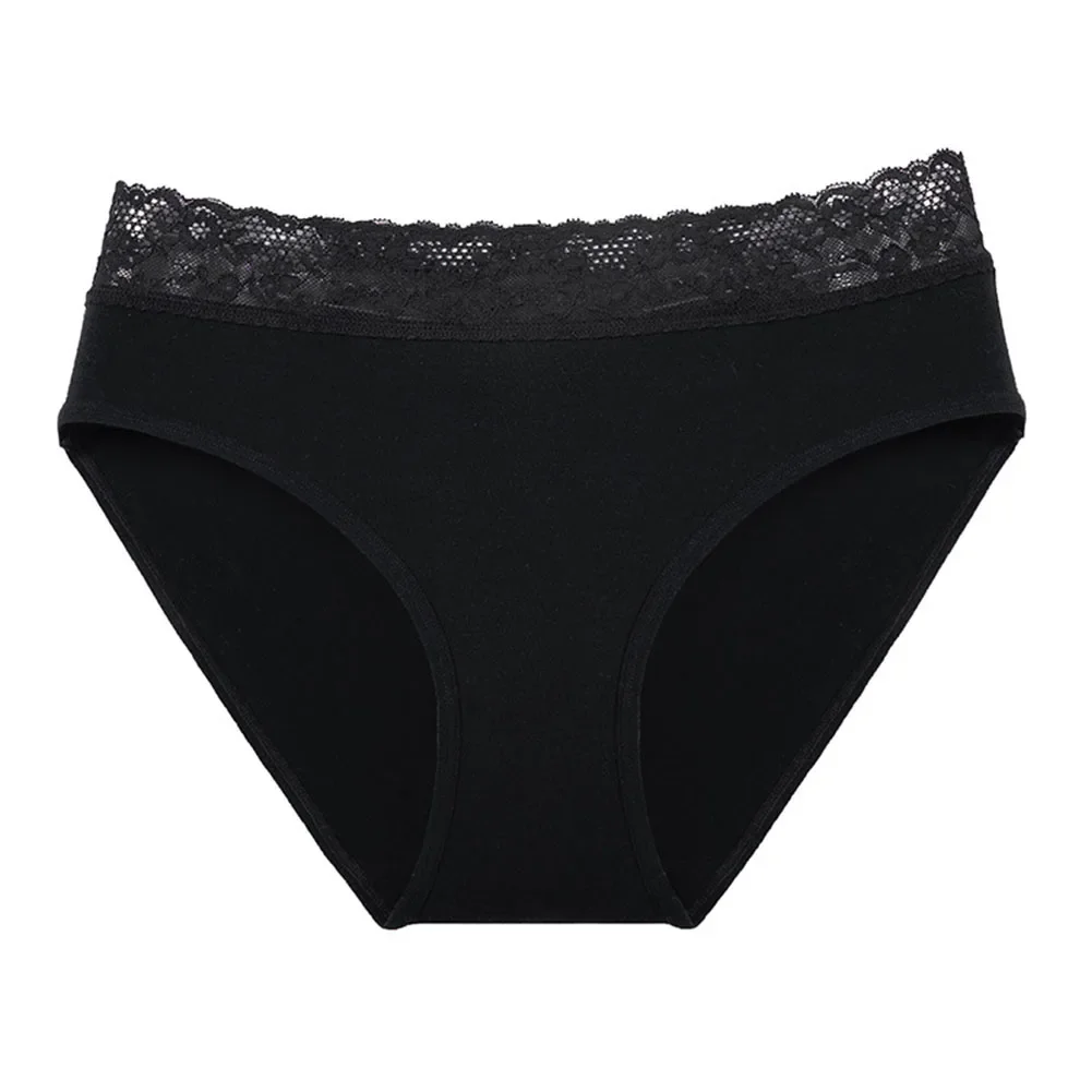 Women's Cotton Blend Panties Underwear Washable High Waist Girl Lace Splicing Briefs Shorts Lingerie Female Underpants