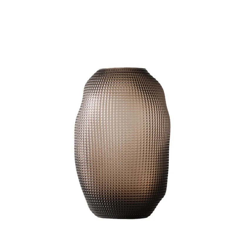 

Creative and simple polka dot art glass vase amber ornament living room large round belly diameter water nourishing soft decorat