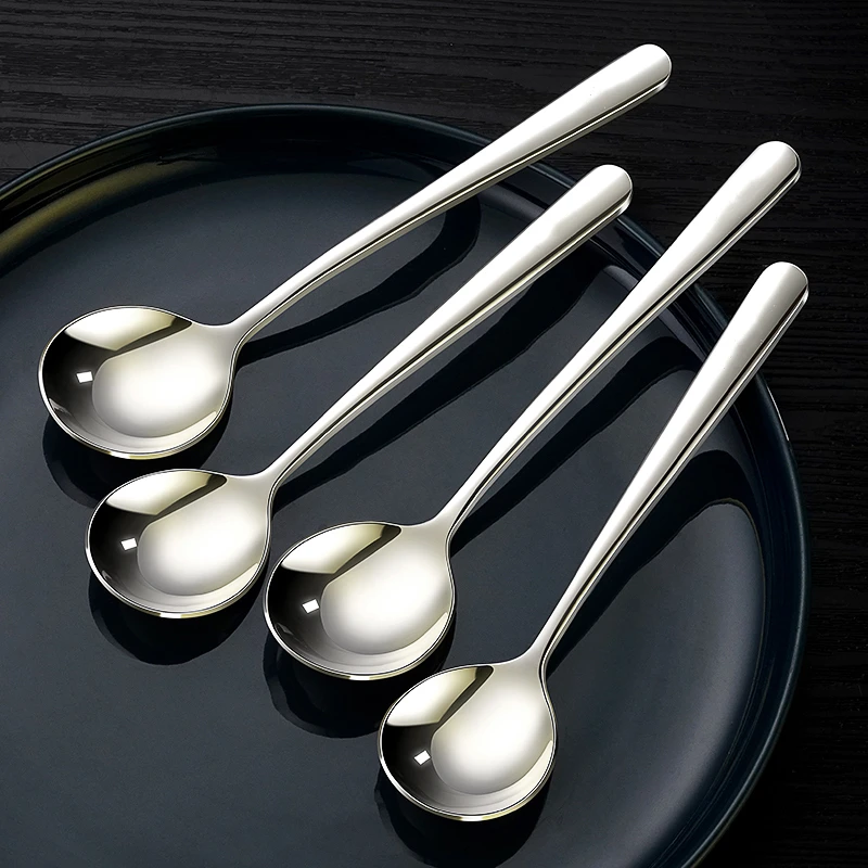4 Pcs of 99.9% Antibacterial Children Care Spoon Set LFGB Certificated 316L Stainless Steel Soup Ladle Family Daily Tableware