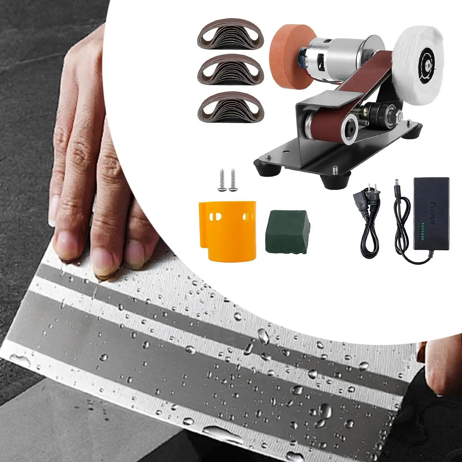

Multifunctional Belt Sander Compact Multifunctional Sanding Machine Belt Adapter Polisher Kits Replacement Knife Sharpener