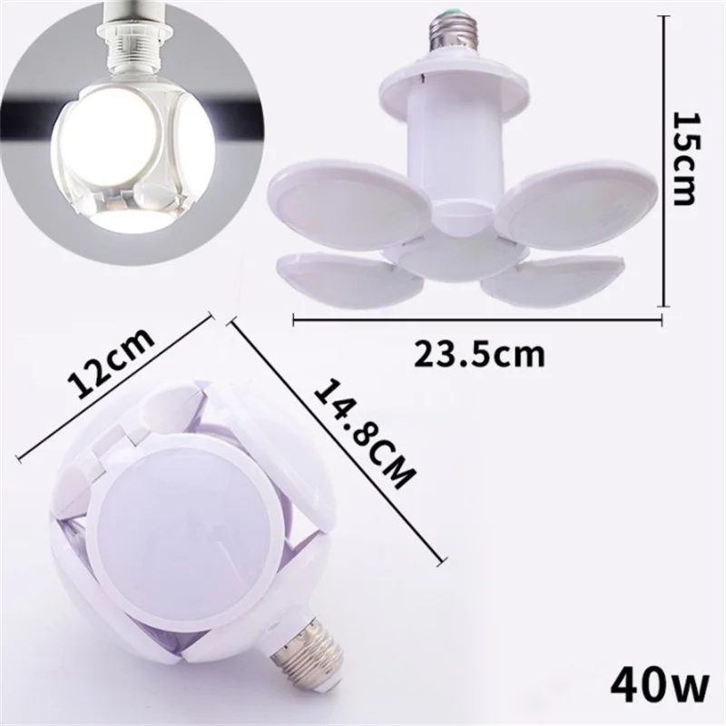 Led Voetbal Ufo Lamp 40W E27 Opvouwbare Vervormbare Plafond Armatuur Licht Voor Slaapkamer Studeerkamer Woonkamer Werkplaats Garage Decor Lamp