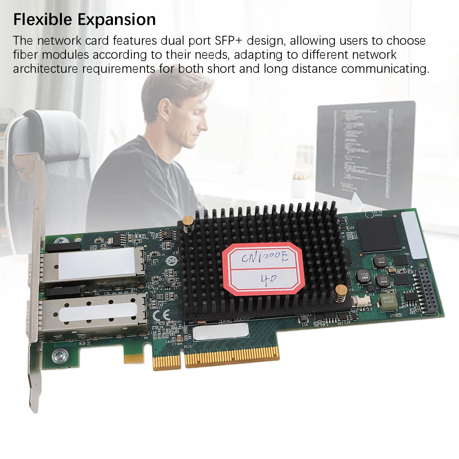 

PCIE Network Adapter 10GbE Data Transfer PCI Express Network Card Highly Compatible Stable Connection PCIe X8 Interface for PC