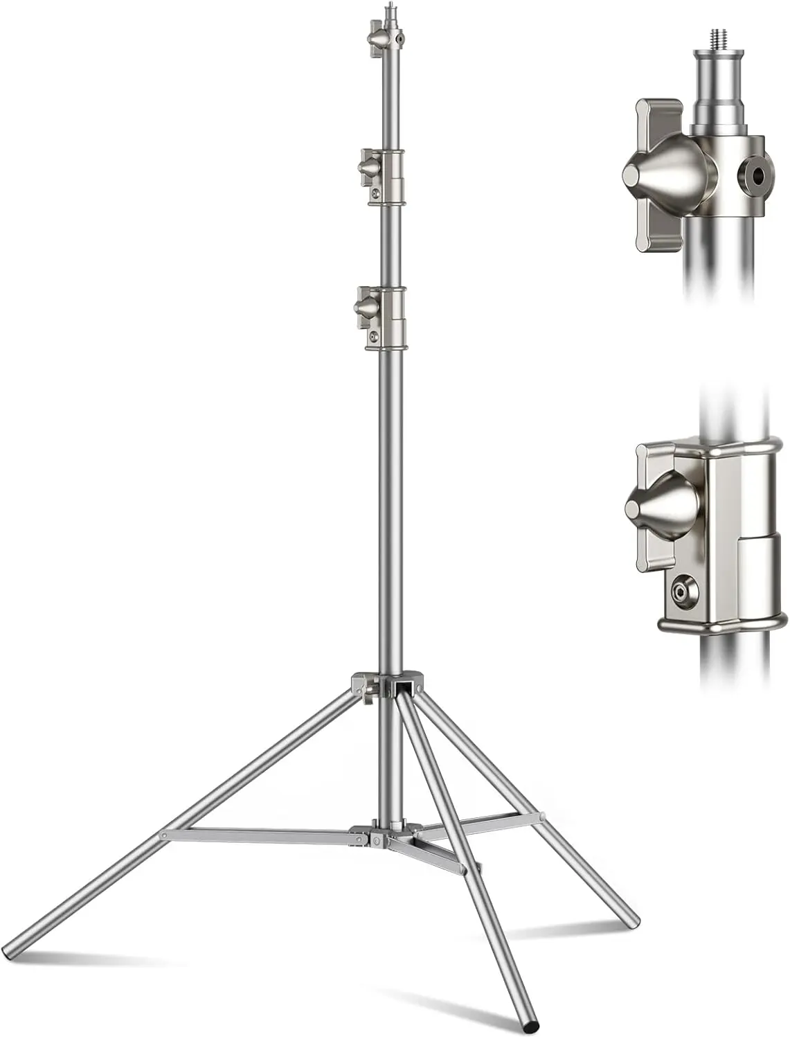 

9.2 FT Stainless Steel Photography Stand, Heavy Duty Tripod With 1/4" to 3/8" Screw Adapter for Strobe, LED Video Light,