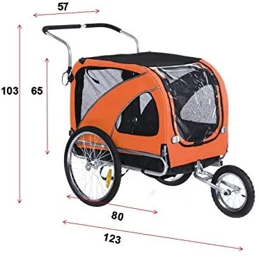 Large Size Bicycle Pet Trailer And Jogger Of Orange Color