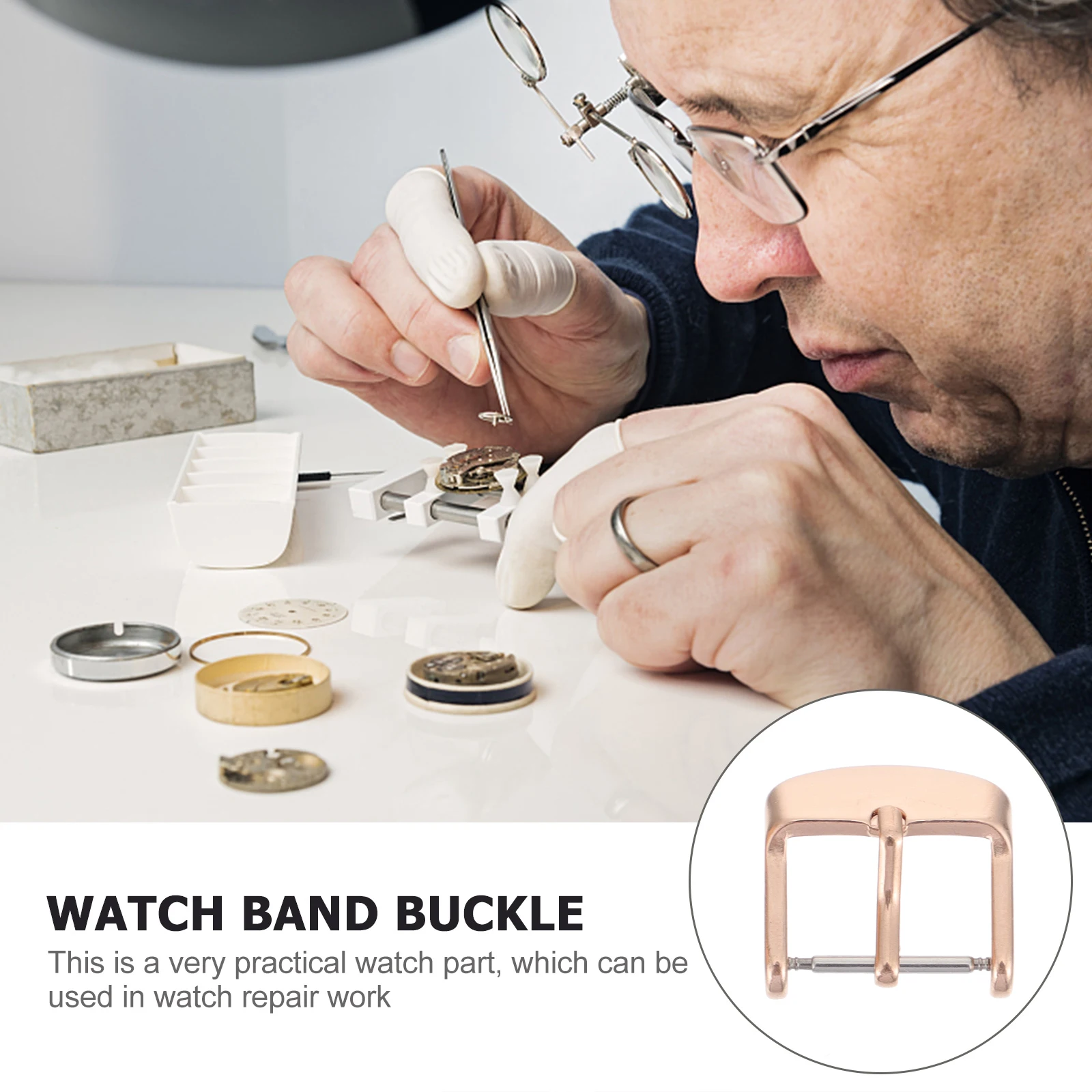 

2Pcs Watch B Clasp Stainless Steel Buckle Golden Watch Accessories Strap Buckles Long Time Use Bright Shiny Fade Resistant