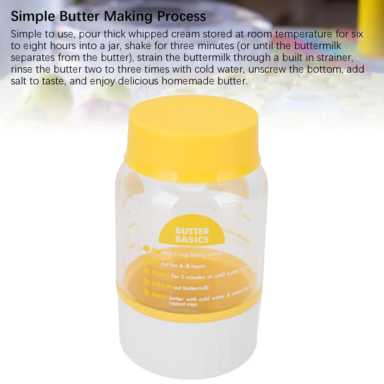 Butter Maker Jar Butter Maker Cup Plastic Multifunctional Cream Separator Butter Making Bottle for Kitchen Cooking Baking
