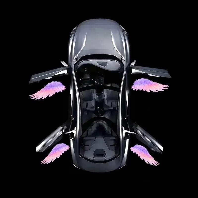 2pcs Ice Crystal Wings Car Door Welcome Projector Lights Car LED Sensor Ambient Lights Night Lighting Universal For Sedan & SUV
