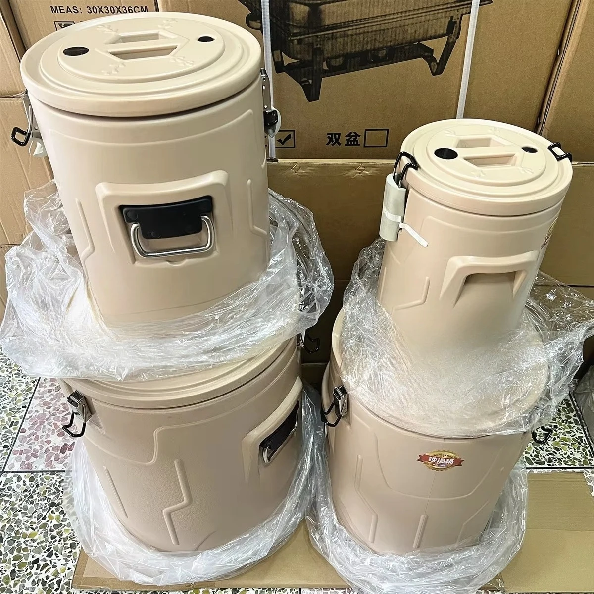 Stainless Steel High Quality 20 40 60 80L Insulated Thermal Barrel Big Capacity  Storage Box Food Warmer 4pcs Set