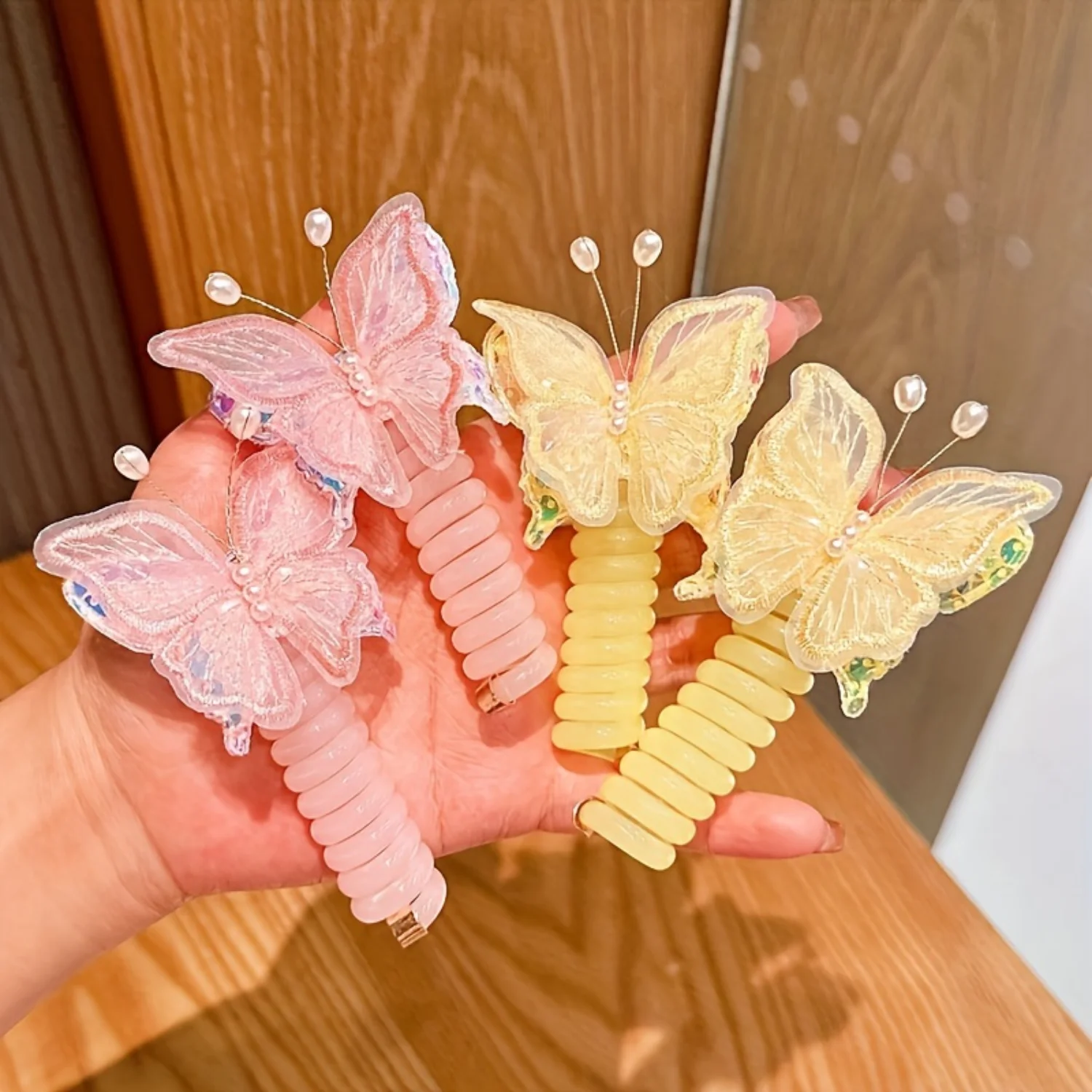 

Colorful Telephone Hair Bands - Flower Braided Spiral Hair Ties with Phone Cord Organizer for Women and Girls