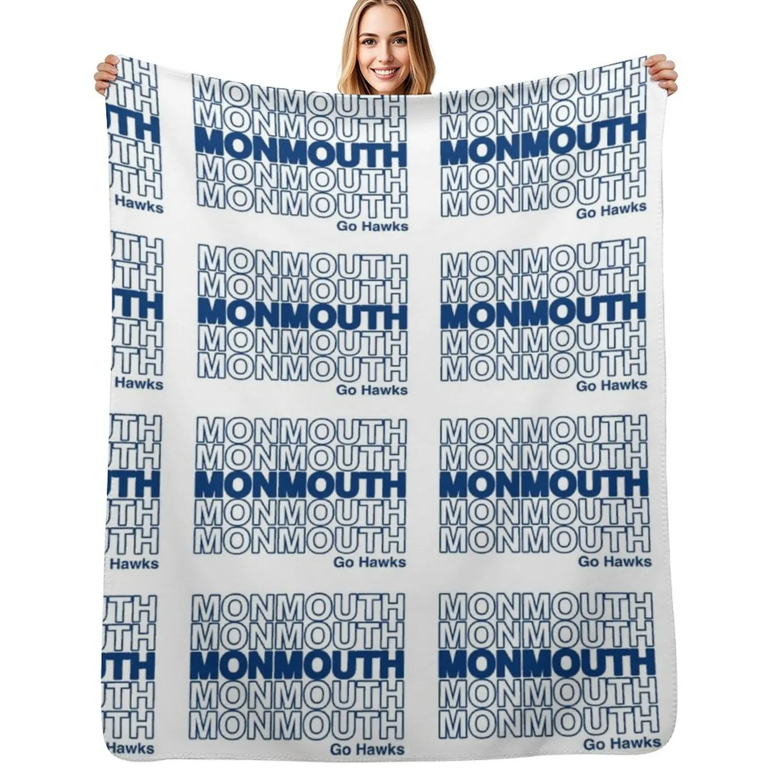 

monmouth university go hawks Throw Blanket Plush Fuzzy Cozy Blanket for Couch Sofa