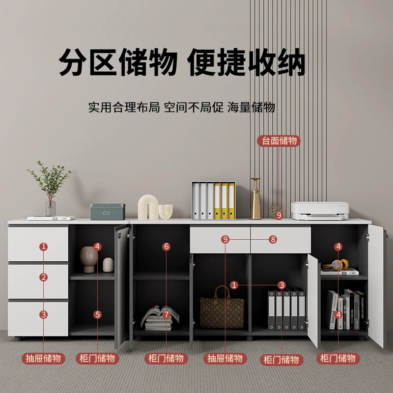 File Cabinet Low Cabinet Wooden Free Handle Lock Drawer Data Cabinet Locker