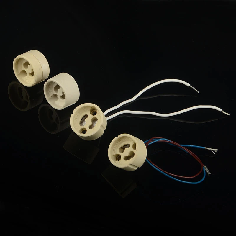 1 قطعة LED لمبة حامل الثريا الهالوجين المصابيح DIY بها بنفسك اكسسوارات GU10 قاعدة مصابيح حامل مصباح السيراميك موصل مقبس سلك محول