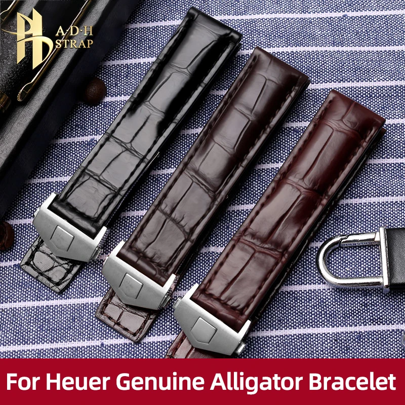 Crocodile Leather Watch Strap For Heuer Carrera Monaco CBL2118 Men\'s Watch Band Folding Buckle Style 19 20 22mm Bracelet