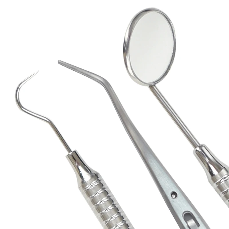 

3Pcs/Set Dental Mirror Cleaning Kit Mouth Mirror Probe Hook Pick Tweezer Stainless Steel Dentist Teeth Plaque Cleaning Tools