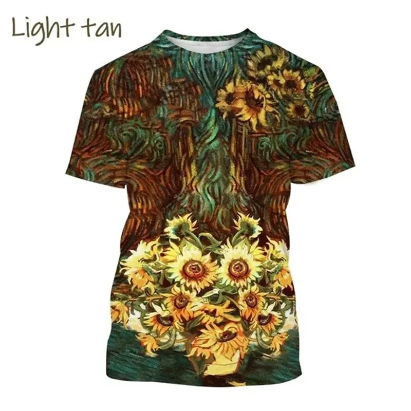 Van Gogh Art T Shirt For Men 3D Printed Graphics Starry Sky T-shirt Men's Harajuku Fashion Tees Casual Short-sleeved T-shirt Top