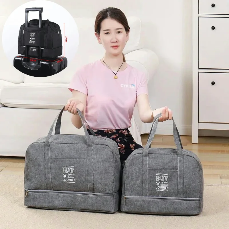 

Fashion Folding Travel Bag Women Oxford Travel Weekend Overnight Bags Large Capacity Hand Luggage Tote Duffel Accessor Supplies