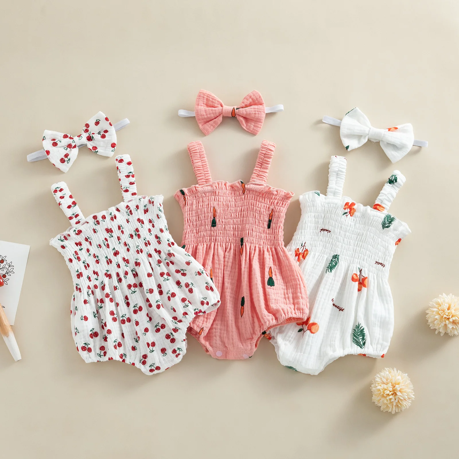 Baby Girl Summer Outfit Set with Headband