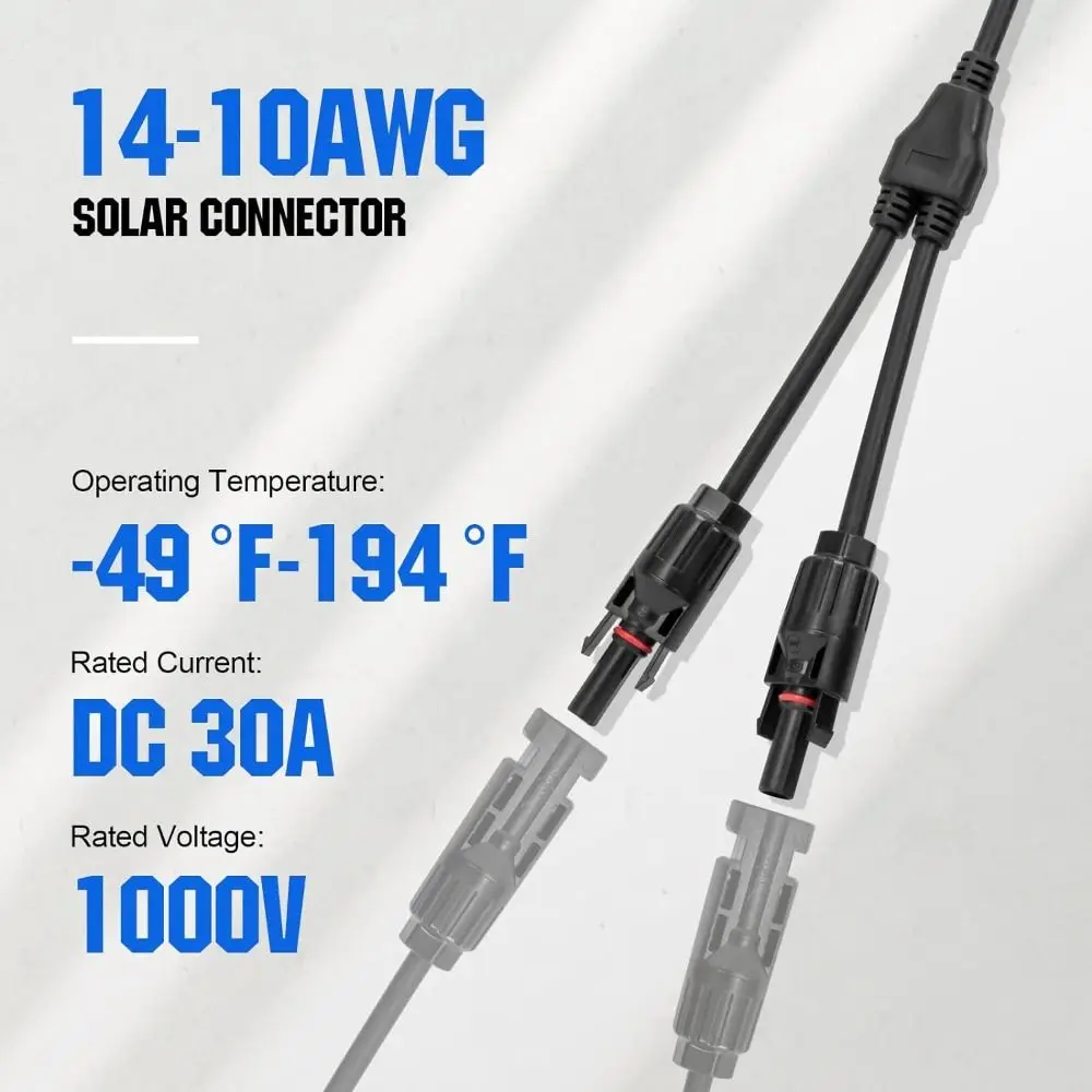 1000V/30A Solar Panel Connectors IP67 Waterproof Flame Retardant Solar Connector Adapter Durable Photovoltaic Cable Connectors