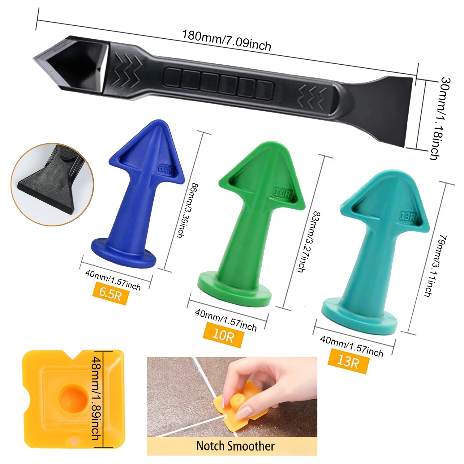 1Set Multi-Purpose Caulk Tool, Silicone Sealant Remover & Finisher, Grout Scraper for Floor Mould, Home Repair Hand Kit