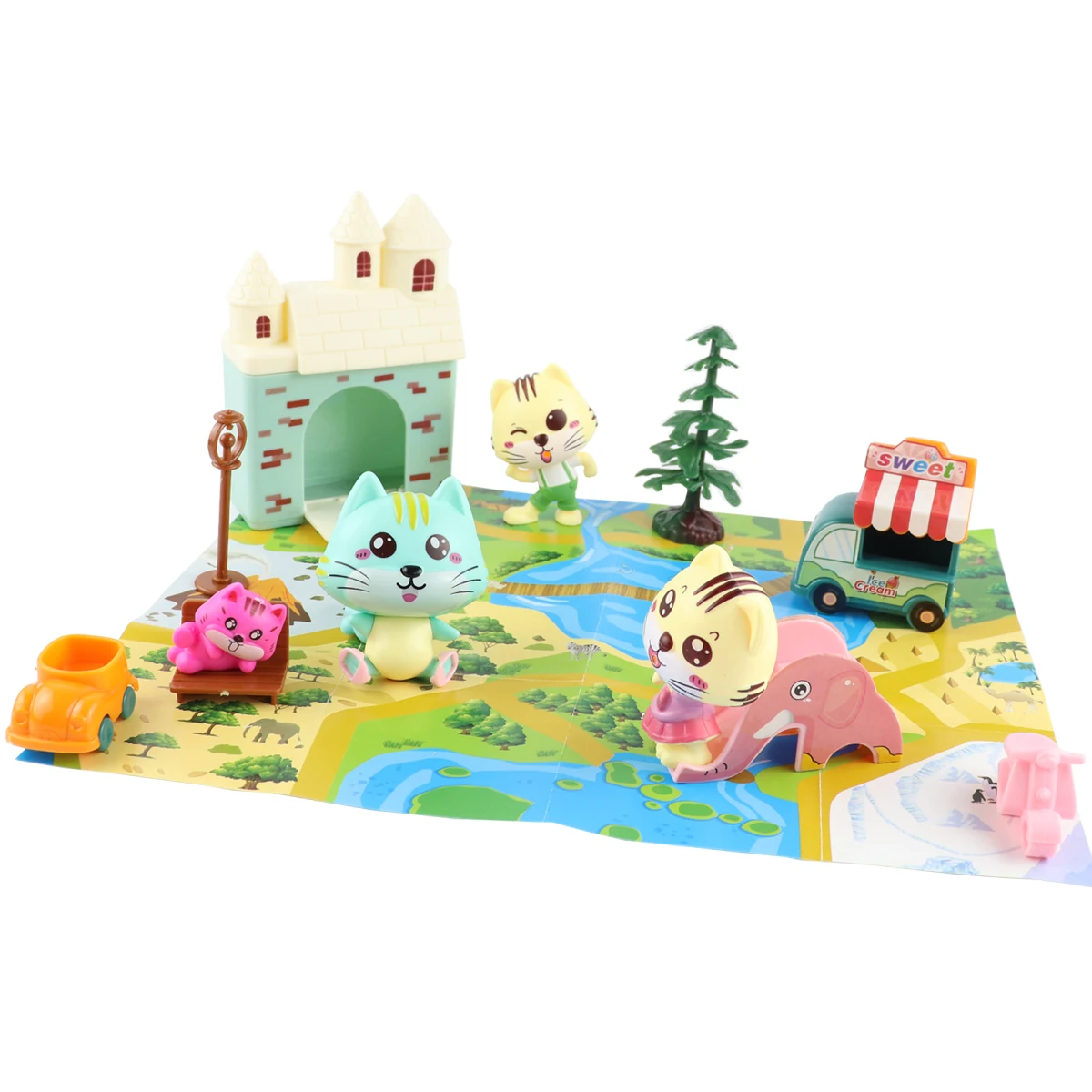 Pretend Play Toy Fashion Mini Pets Cat House Toys For Children Play House Interactive Cat Care Center Toy Accessories Kids new