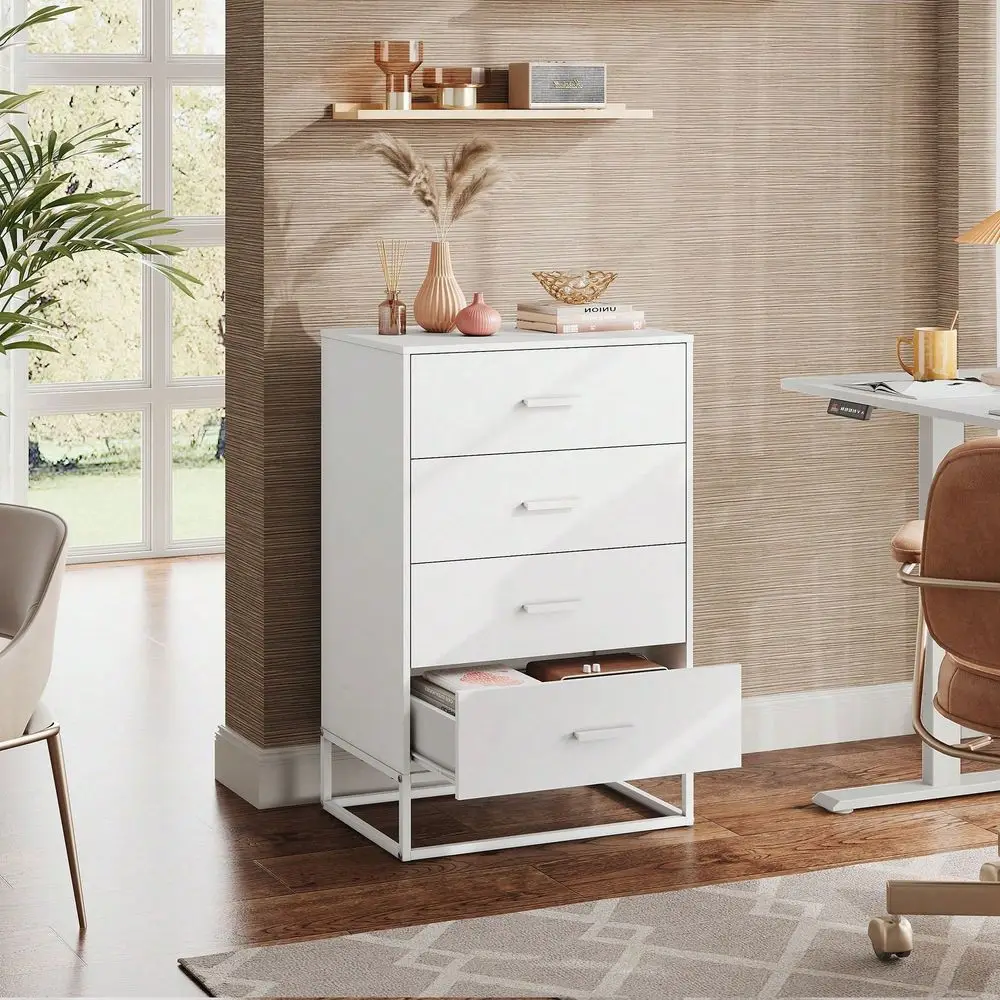

Drawer Wood Dresser, Tall Storage Chest For Bedroom, Hallway, Living Room Closet, Sturdy Metal Frame,Brown Oak
