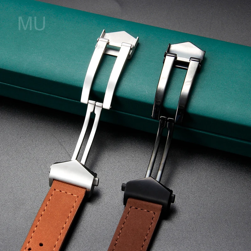 20 22 24 มม.สแตนเลสสตีลพับหัวเข็มขัดนาฬิกาอุปกรณ์เสริมสําหรับ TAG Heuer Breathable Premium คุณภาพ Cowhide นาฬิกา