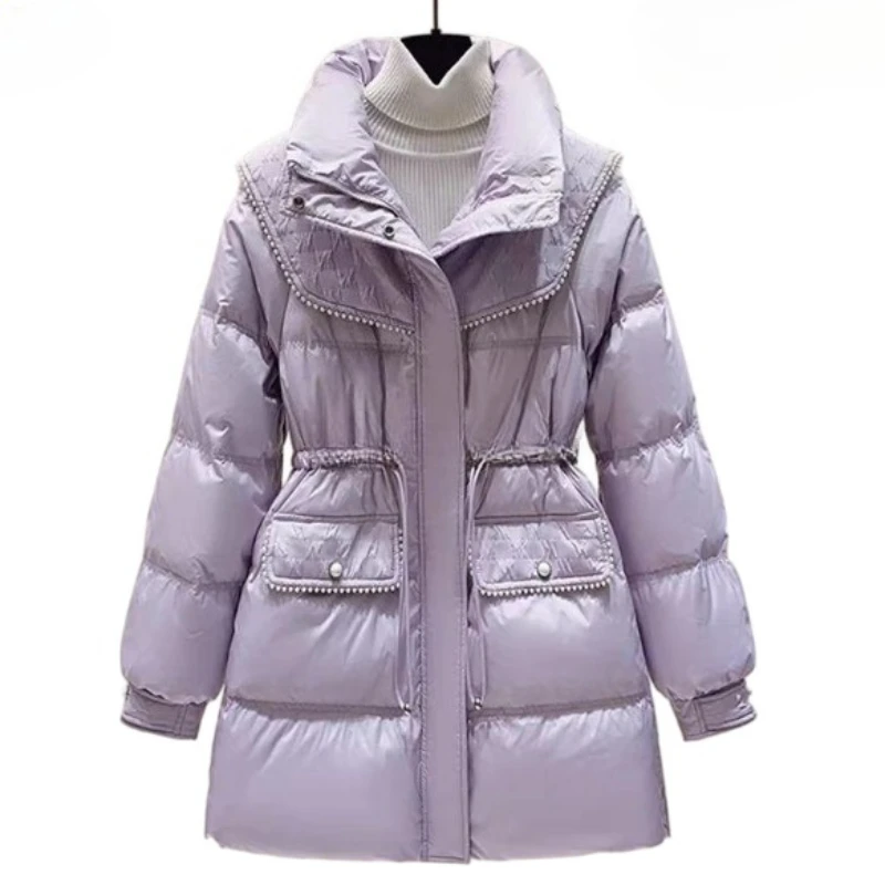 コート ダウンジャケット ミディアム＆ロング 人気 ウエスト 新作 ダックダウン 冬 ニッチ ライト 上質な職人技 レディース服