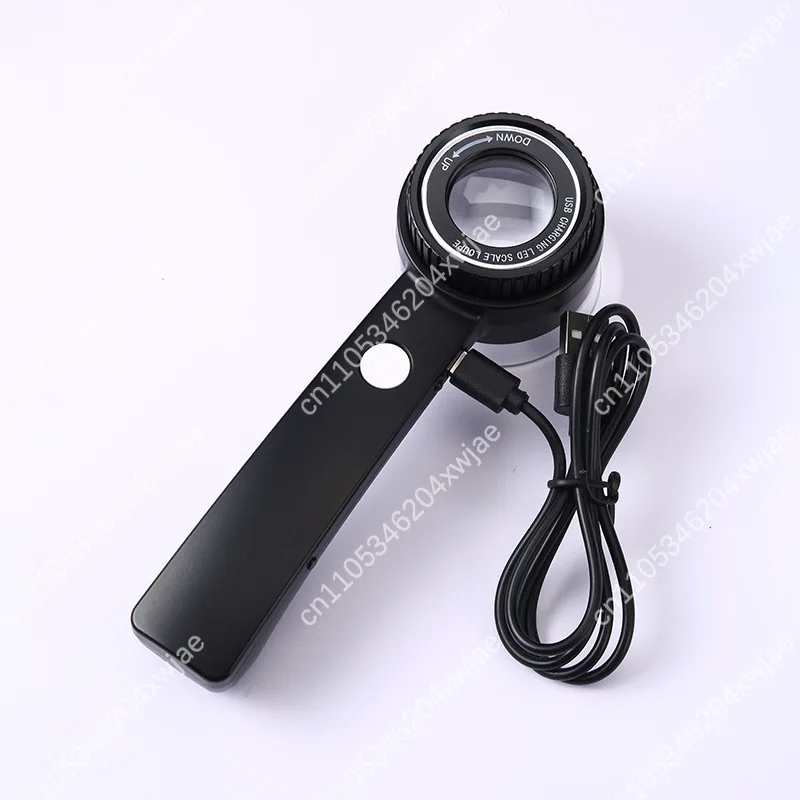 60X Magnifier With Strong Flashlight USB Focus Adjustable, HD Lens For Jade Jewelry Wine And Cigarette Identification