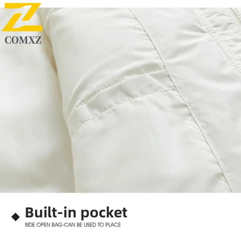 COMXZ Hooded Premium Down Jacket Men Outdoor Wind Resistant Warm Parka Leisure Journey Cold Proof Light Winter New Clothing
