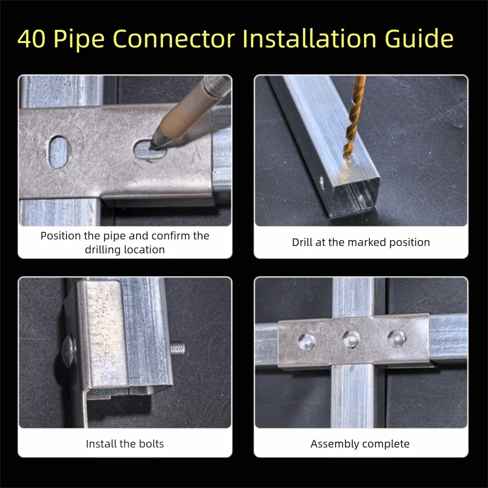 

40*40mm Square Tube Connector galvanizing solderless Steel Joint Connector carbon steel Fixed Pipe Clamp Clip Fastener