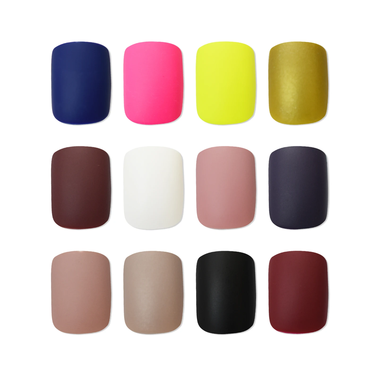 Short Matte Press On Nails Professional Solid Color Fake Nails Supplies Multicolor Square Squoval Acrylic Nails for Daily