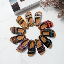 2024 Summer Boys And Girls Leather Sandals For Children Beach Shoes Kids Sports Soft Non-slip Casual Toddler Sandals 2-12 Years