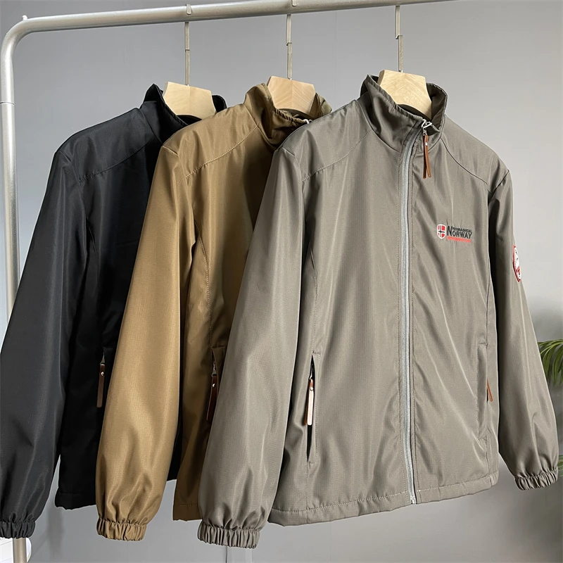 

Norway Men's Outdoor Jaet Spring New Sle Fce Lined Tee-Proof Embroidered Stand Collar Spring Autumn Stand Fit