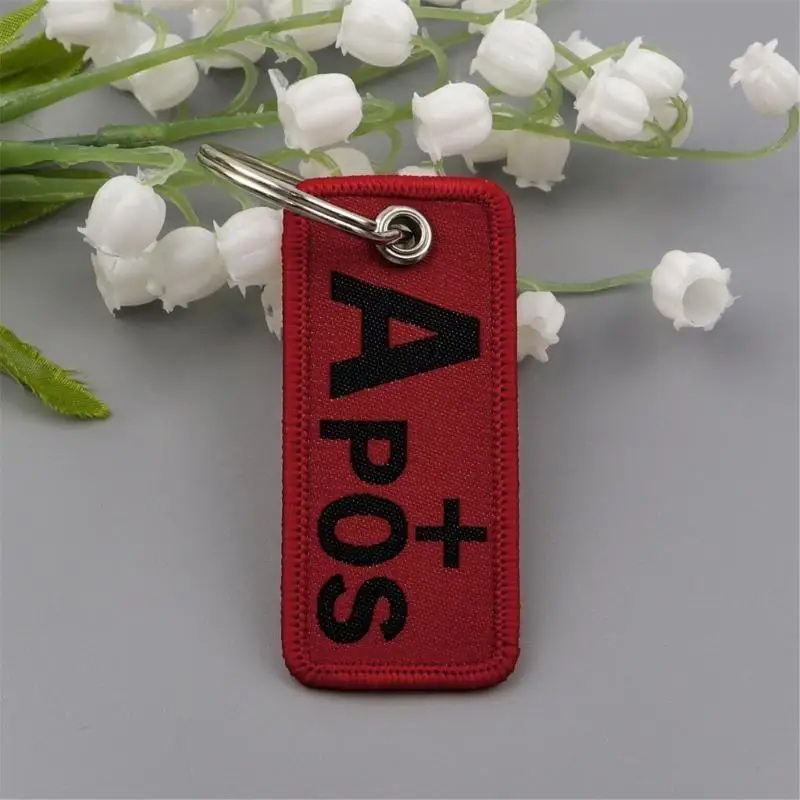 Versatile Blood Type Embroidered Keychain for Bags and Backpacks Fashionable Keyring Woven Label Key Holder Accessory F3MD